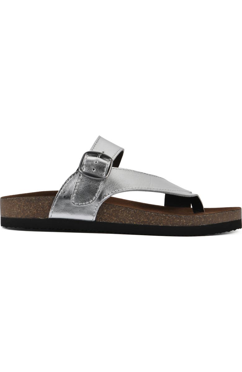 White Mountain Footwear Carly Leather Footbed Sandal, Alternate, color, Silver/ Leather