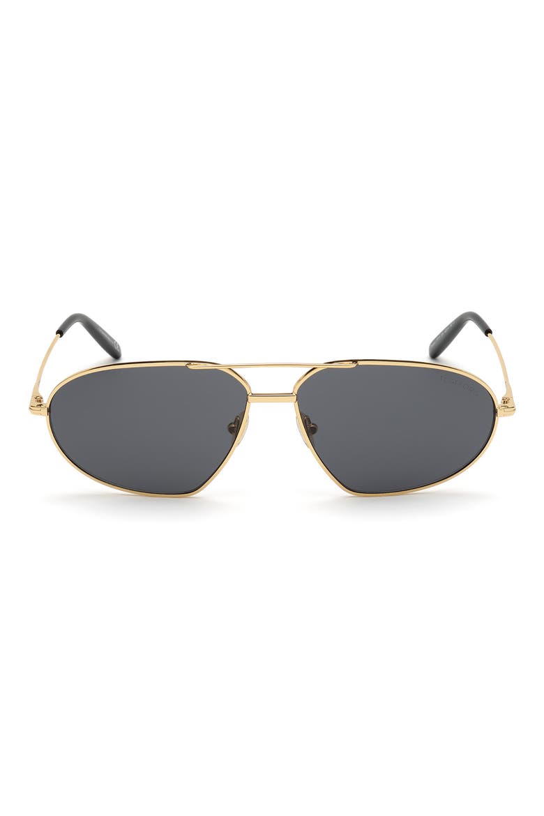 Bradford 63mm Oversize Pilot Sunglasses, Main, color, SHINY DEEP GOLD / SMOKE