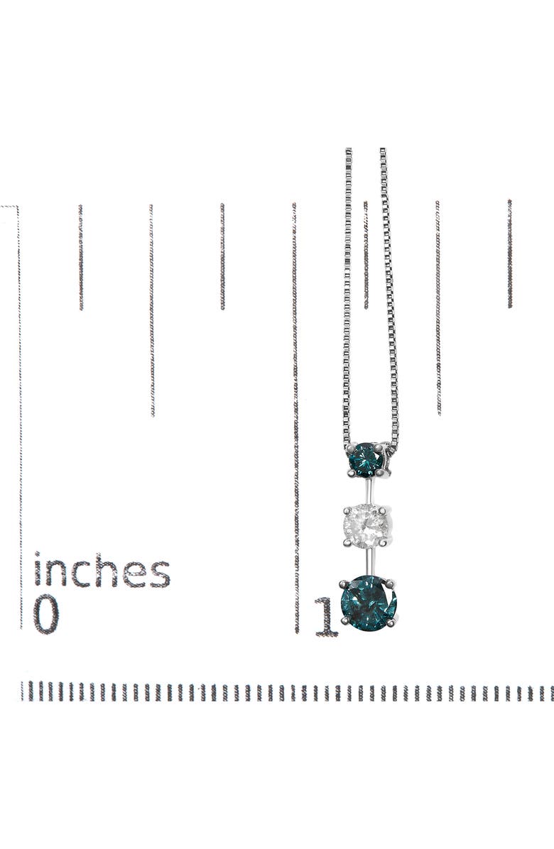 Haus of Brilliance 14K White Gold 1 1/2 Cttw Treated Blue and White Diamond 3-Stone Pendant Necklace, Alternate, color, White