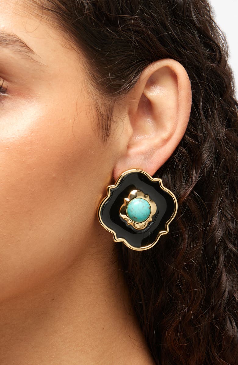 Lele Sadoughi Biltmore Button Stud Earrings, Alternate, color, Patina Green