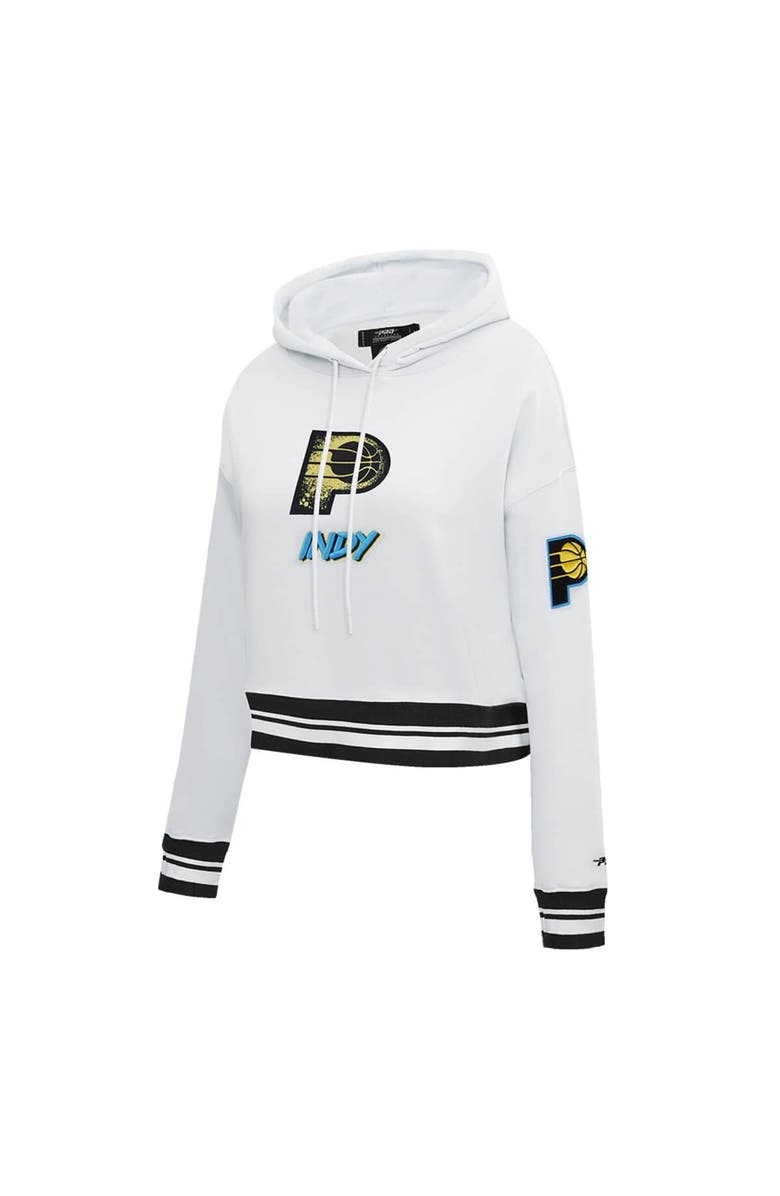 PRO STANDARD Women's Pro Standard White Indiana Pacers 2024/25 City Edition Chenille Applique Cropped Pullover Hoodie, Alternate, color, 