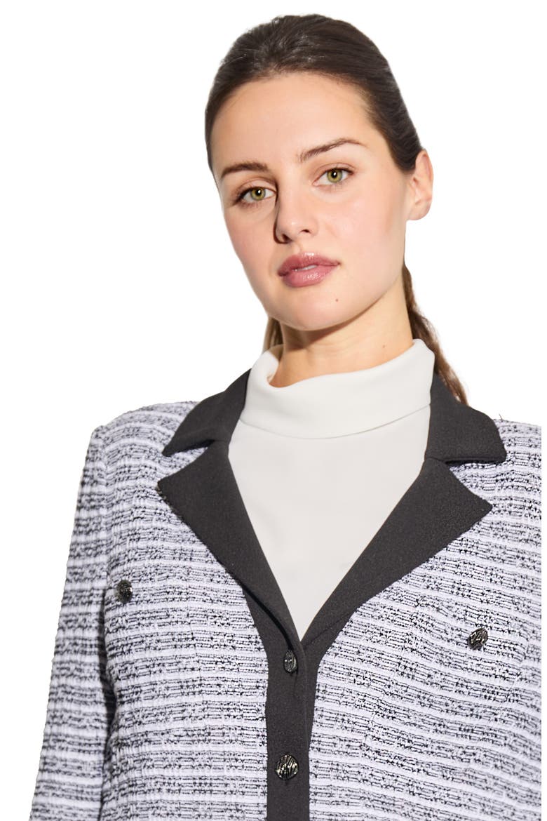 Heritage Fit Mixed Media Button Front Jacket, Alternate, color, BLACK/ WHITE