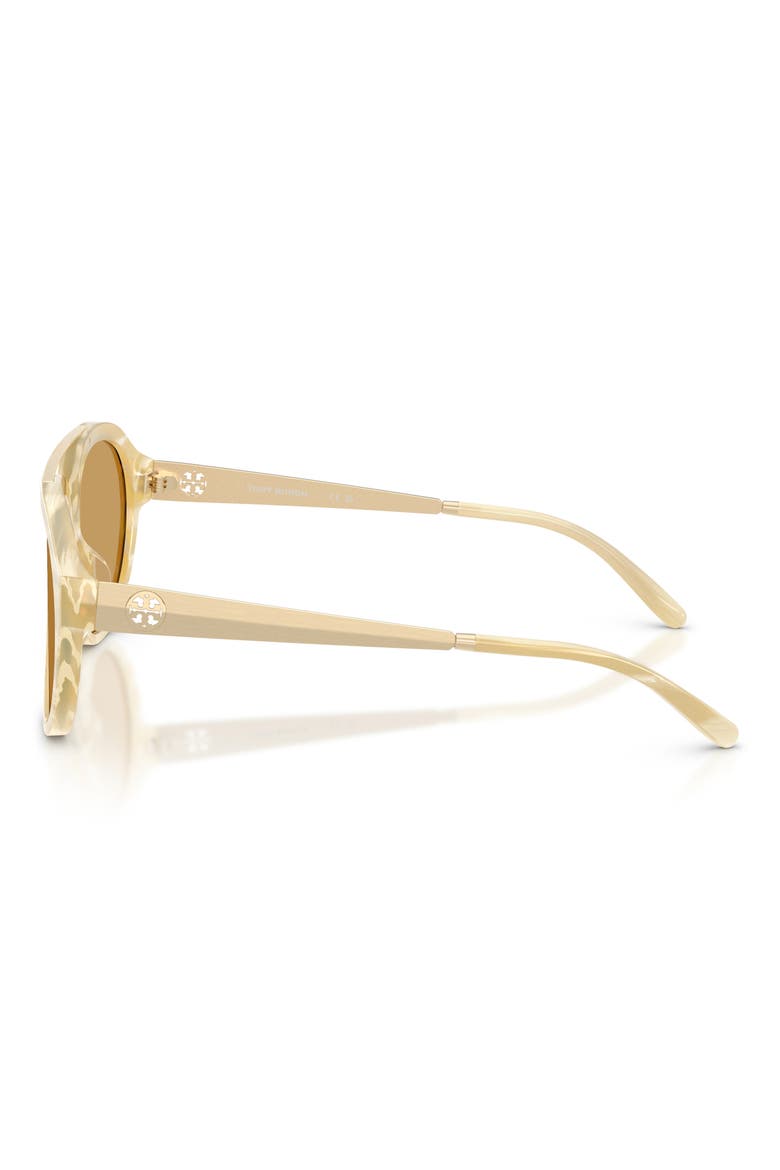 56mm Pilot Sunglasses, Alternate, color, IVORY HORN / OCHRE
