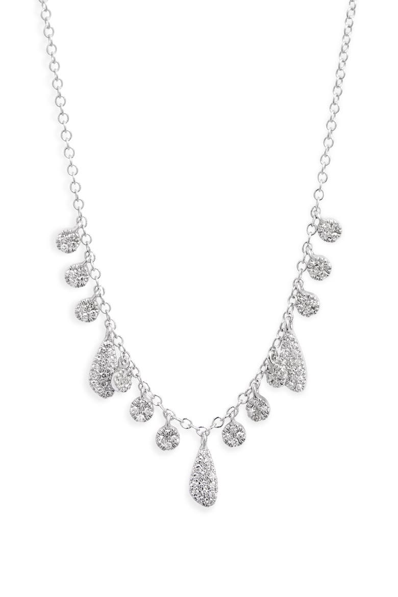 Diamond Bezel Charm Necklace, Main, color, WHITE GOLD