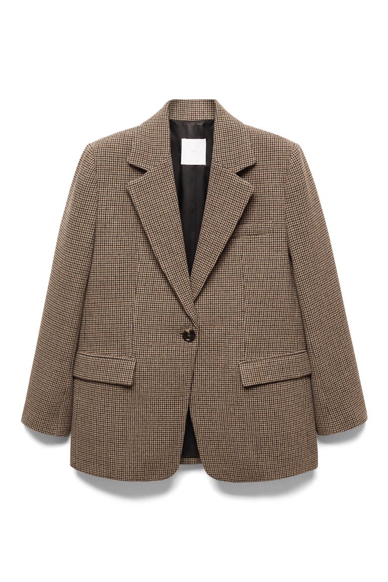 Houndstooth One-Button Suit Blazer, Alternate, color, BROWN