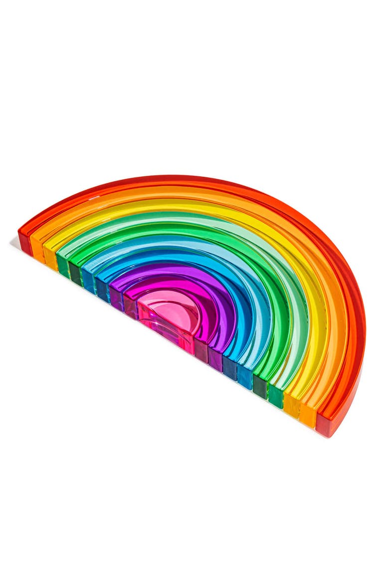 Lucid Translucent Acrylic Rainbow Stacking Arches - 10 Pieces, Alternate, color, Rainbow