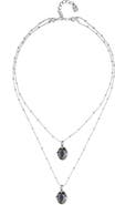 UNODE50 Double Necklace Plated In Sterling Silver And Small Faceted Crystals
