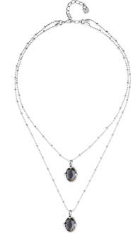 UNODE50 Double Necklace Plated In Sterling Silver And Small Faceted Crystals