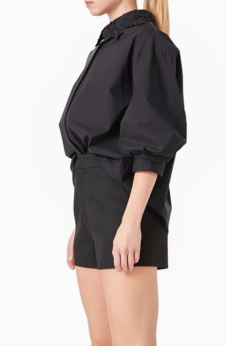 Endless Rose Lace Collar Button-Up Shirt, Alternate, color, 