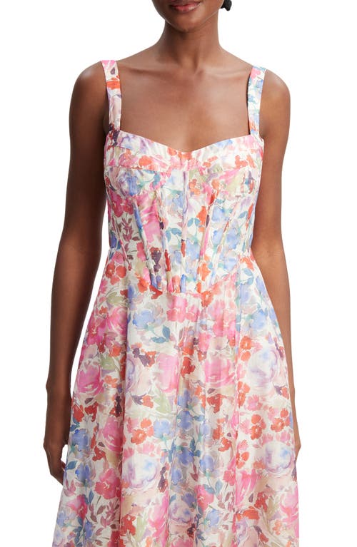 Bardot Lilah Floral Corset Midi Dress In Pink Floral