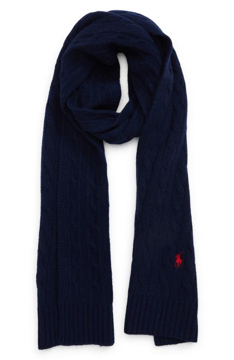 Cable Merino Wool Blend Scarf