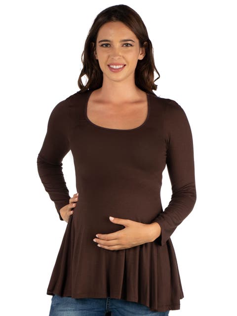 Maternity Long Sleeve Swing Style Flared Tunic Top
