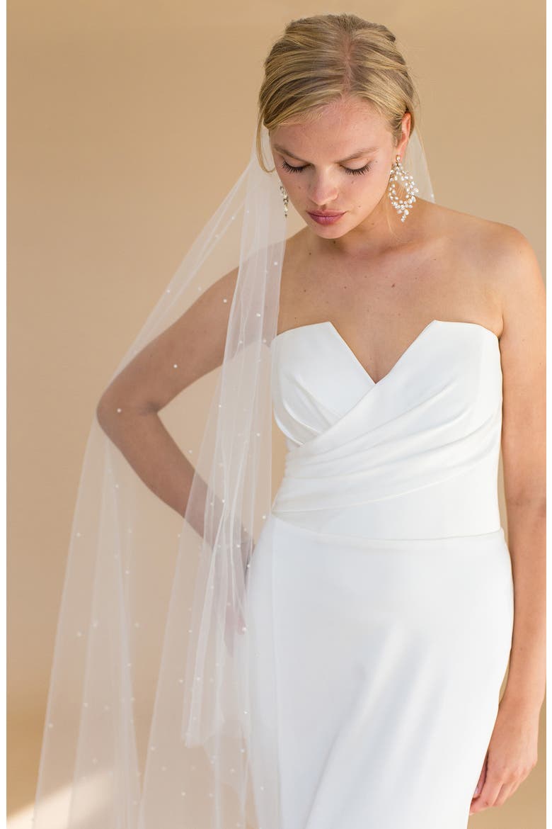 Eudora Imitation Pearl Floor Length Veil (Nordstrom Exclusive), Alternate, color, IVORY
