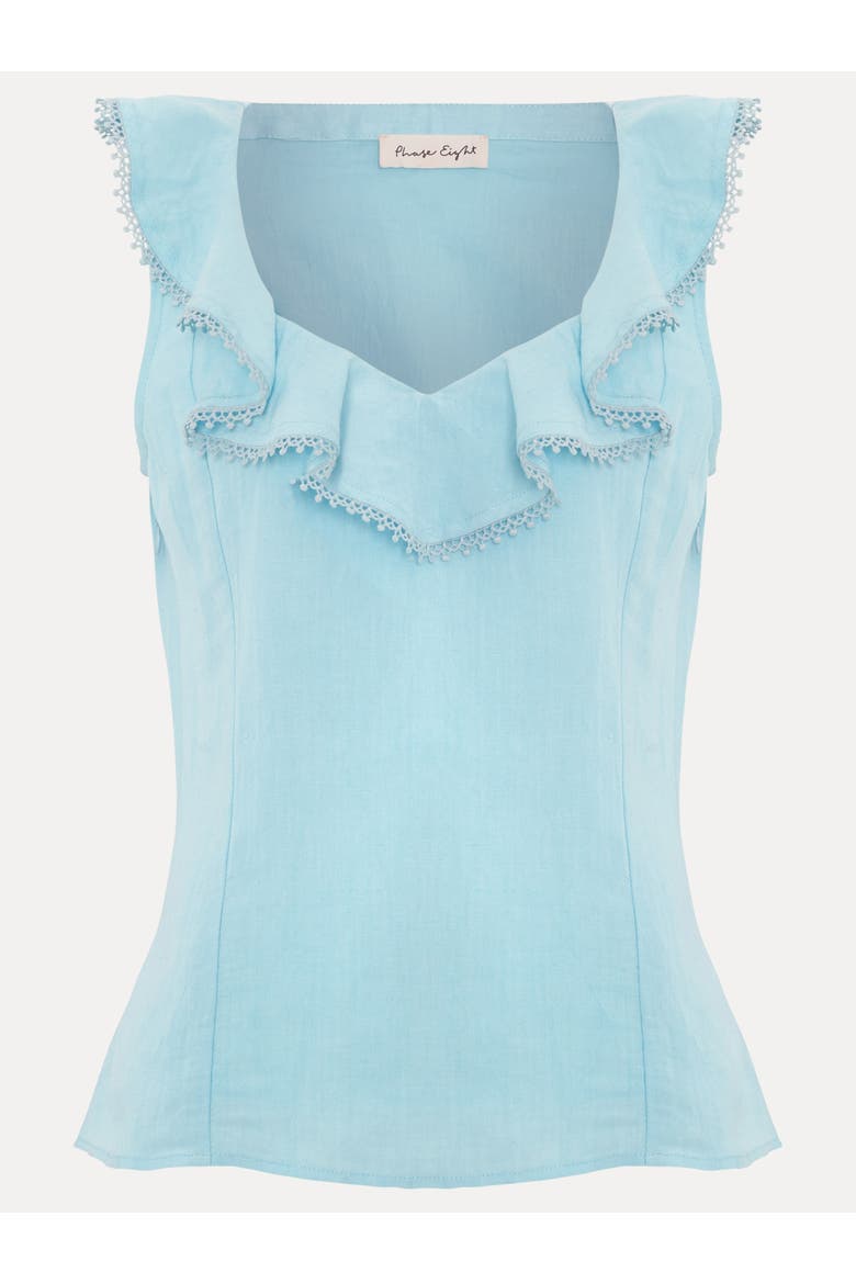 Rhona Sleeveless Linen Blend Blouse, Alternate, color, Pale Blue