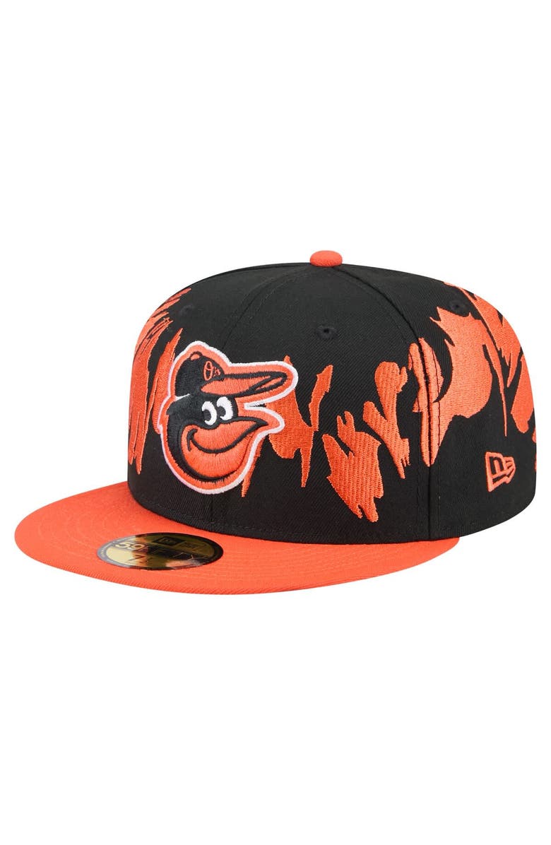New Era Men's New Era Black/Orange Baltimore Orioles Retro Pattern 59FIFTY Fitted Hat, Alternate, color, Black