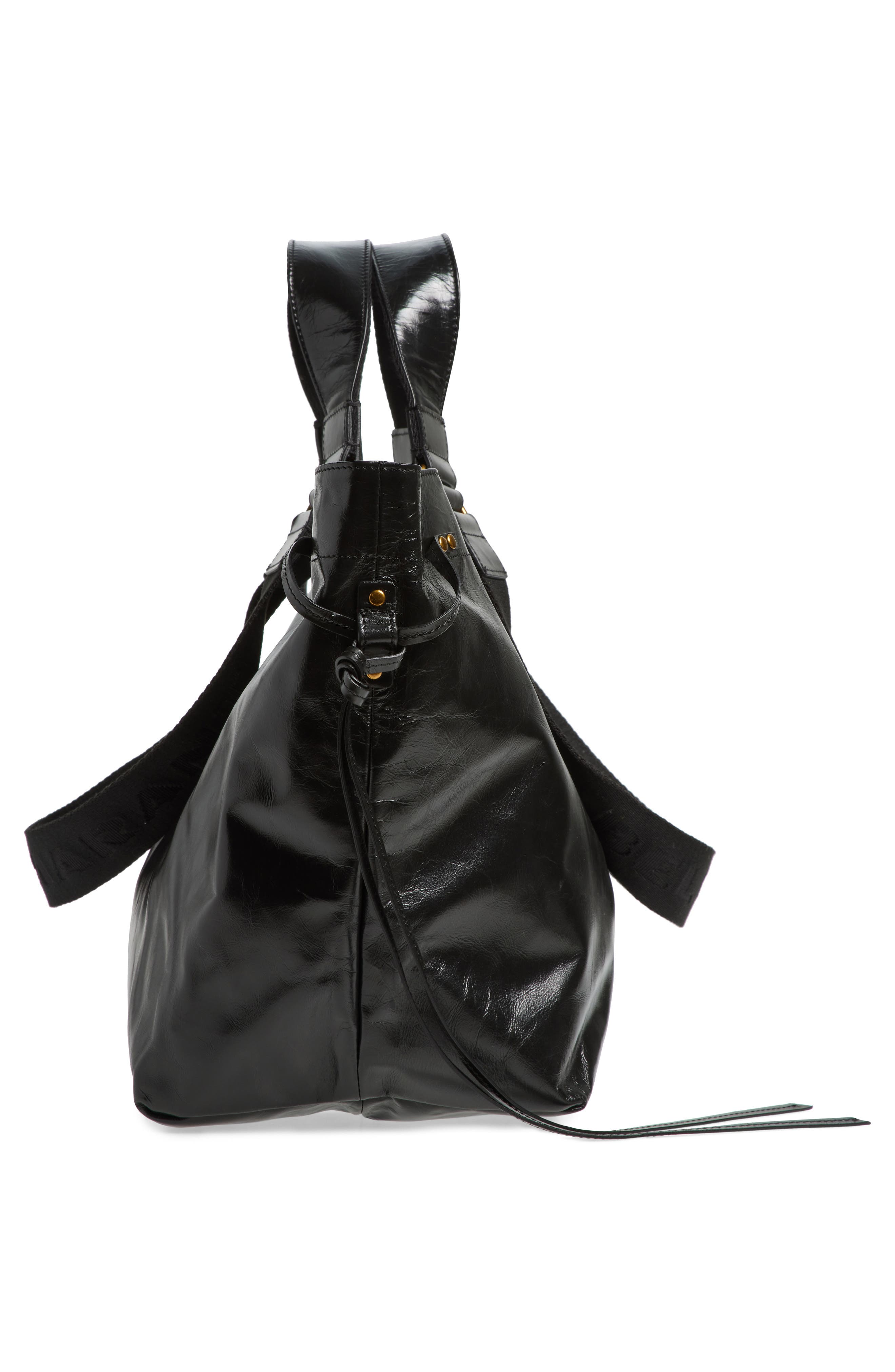 Isabel Marant Wardy Leather Shopper Tote, Alternate, color, Black