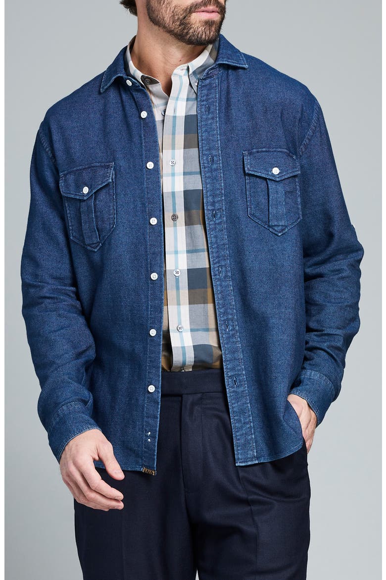 Scout Cotton Button-Up Shirt, Main, color, CARBON BLUE