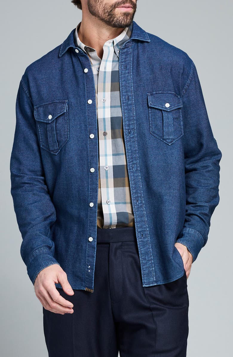 Billy Reid Scout Cotton Button-Up Shirt, Main, color, Carbon Blue