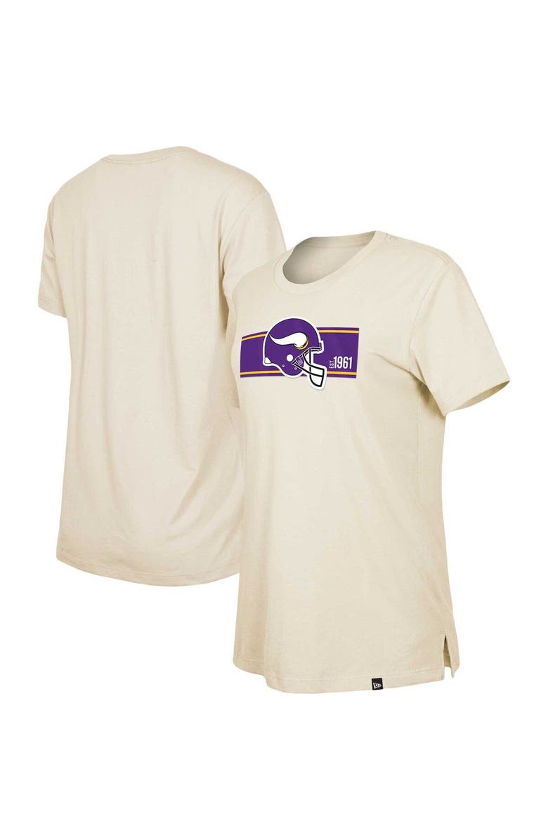 New Era Women's New Era  Tan Minnesota Vikings Third Down Historic T-Shirt, Main, color, Cream
