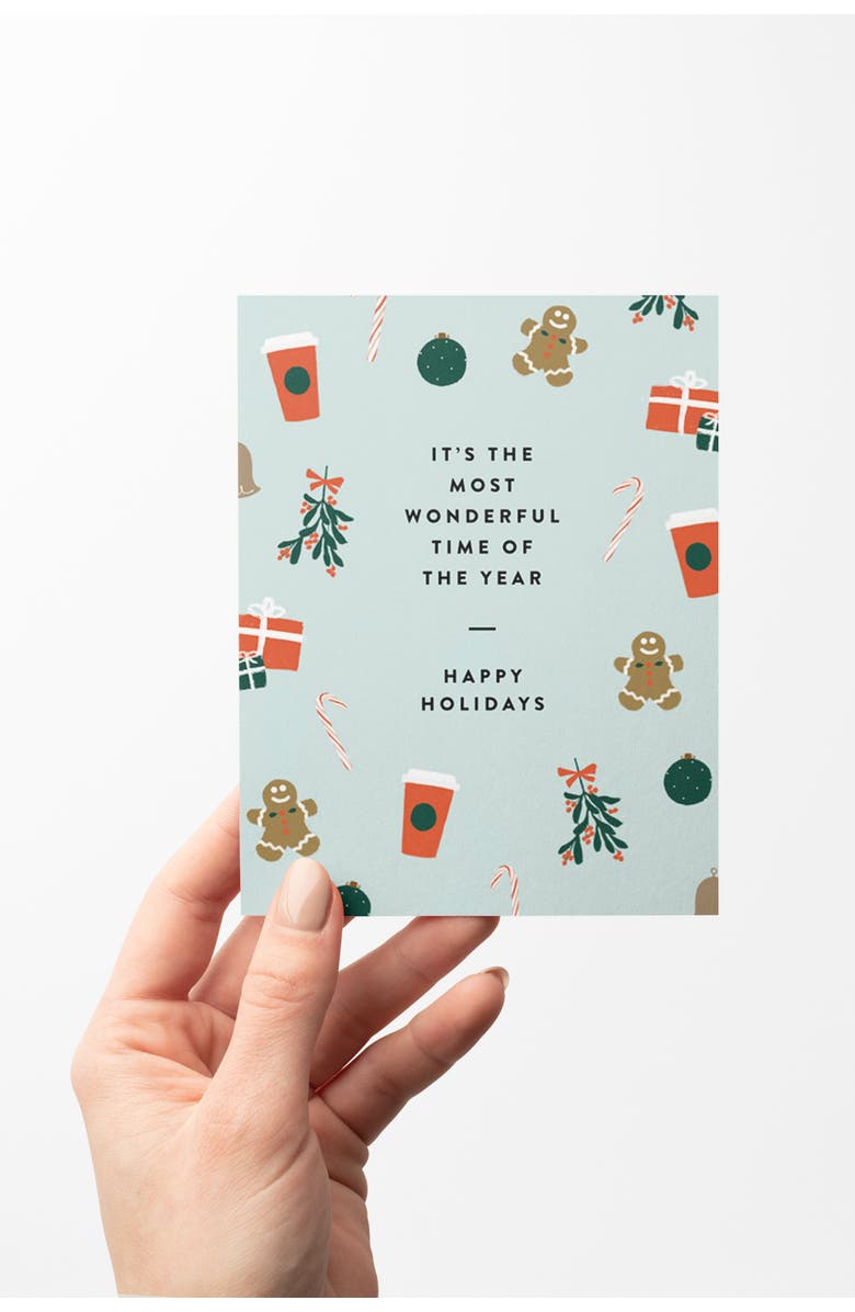 Joy Paper Co. Most Wonderful Time of the Year Illustrated Holiday Boxed Set of 8 Cards, Alternate, color, Bright White