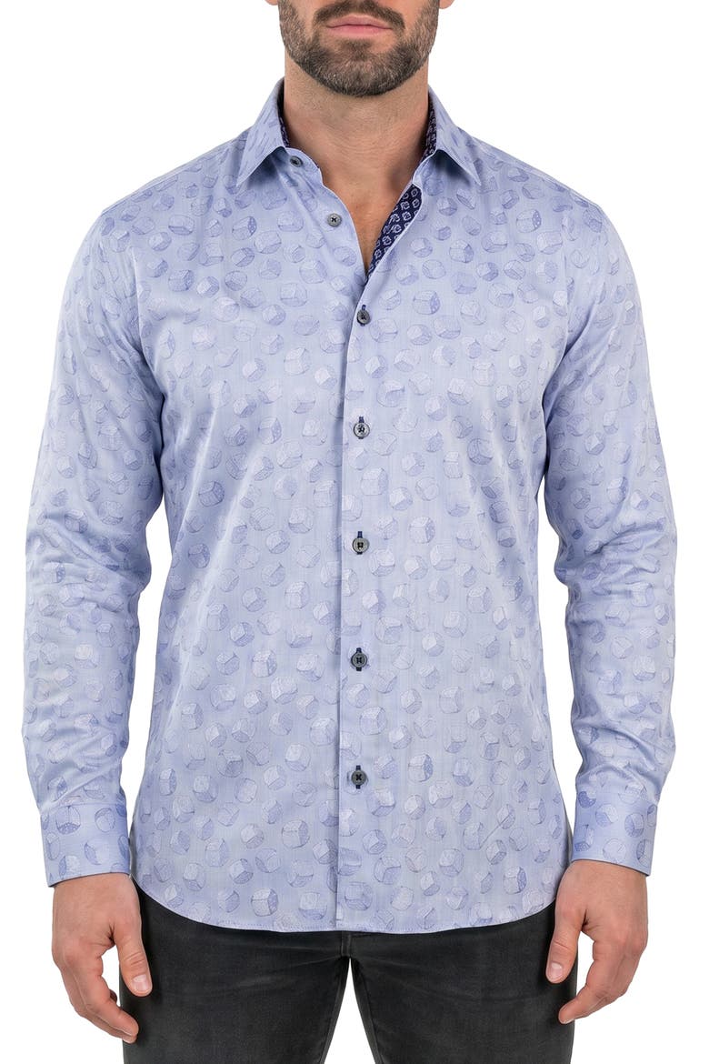 Fibonacci Contemporary Fit Button-Up Shirt, Main, color, GREY