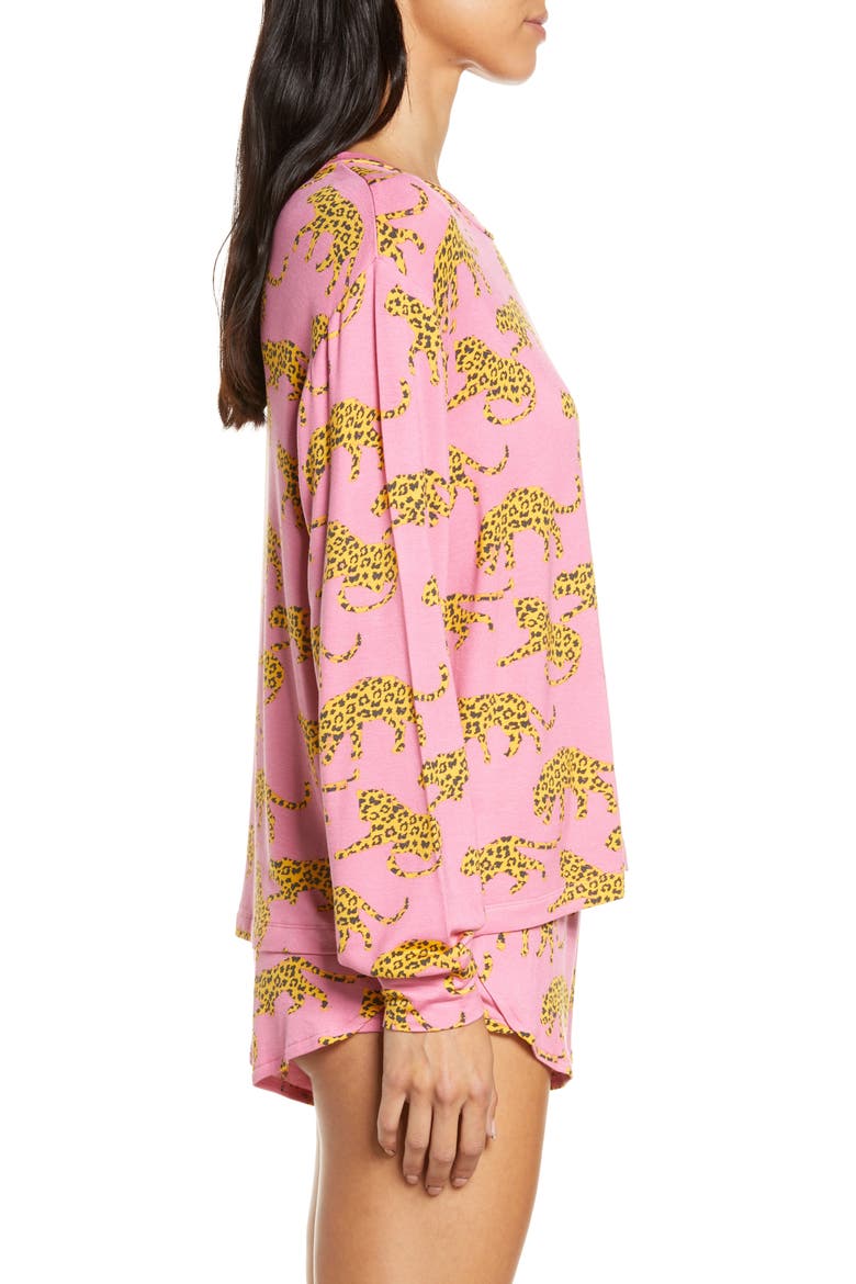 Play It Cool Short Pajamas, Alternate, color, BUBBLEGUM LEOPARD