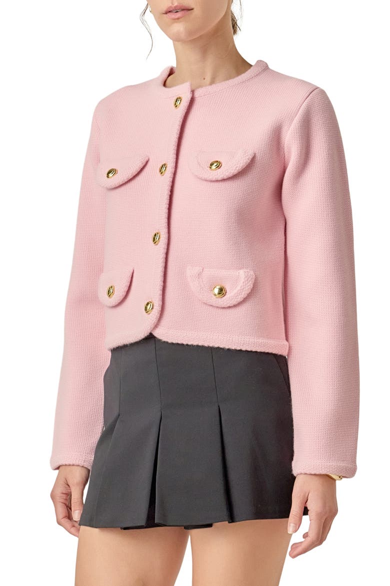 Round Hem Cardigan, Alternate, color, PINK