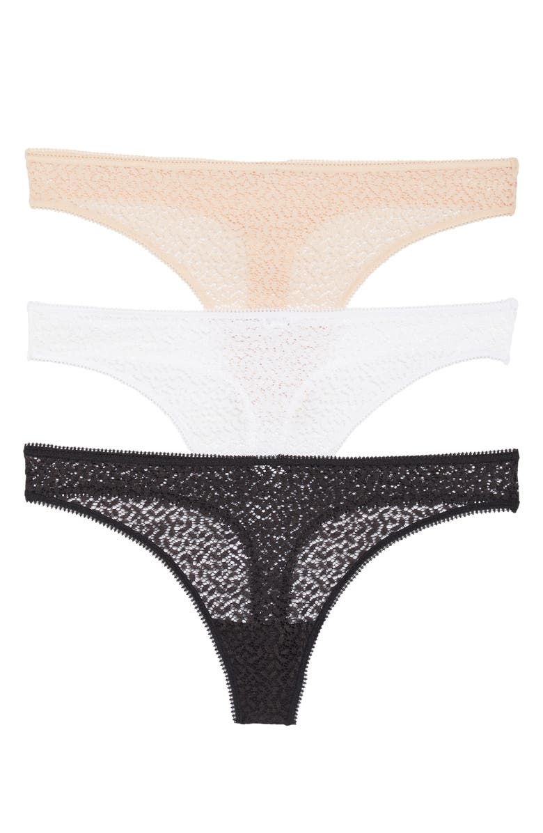 DKNY Modern Lace 3-Pack Thongs, Main, color, 