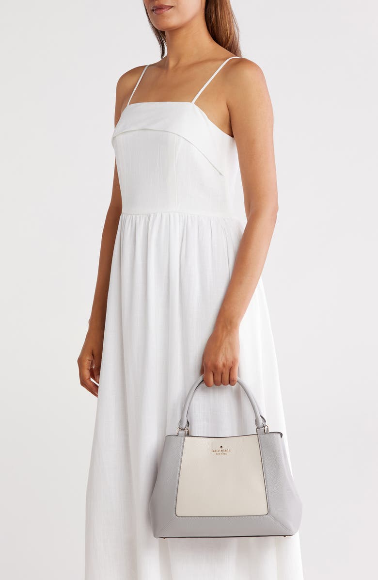 Kate Spade New York lena colorblock leather satchel bag, Alternate, color, Mountain Grey Multi