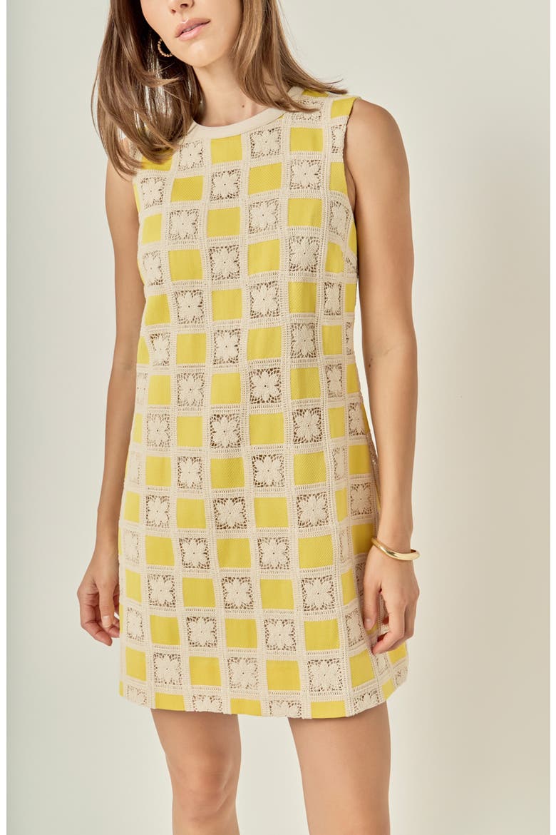 Crochet Patchwork Minidress, Alternate, color, YELLOW MULTI