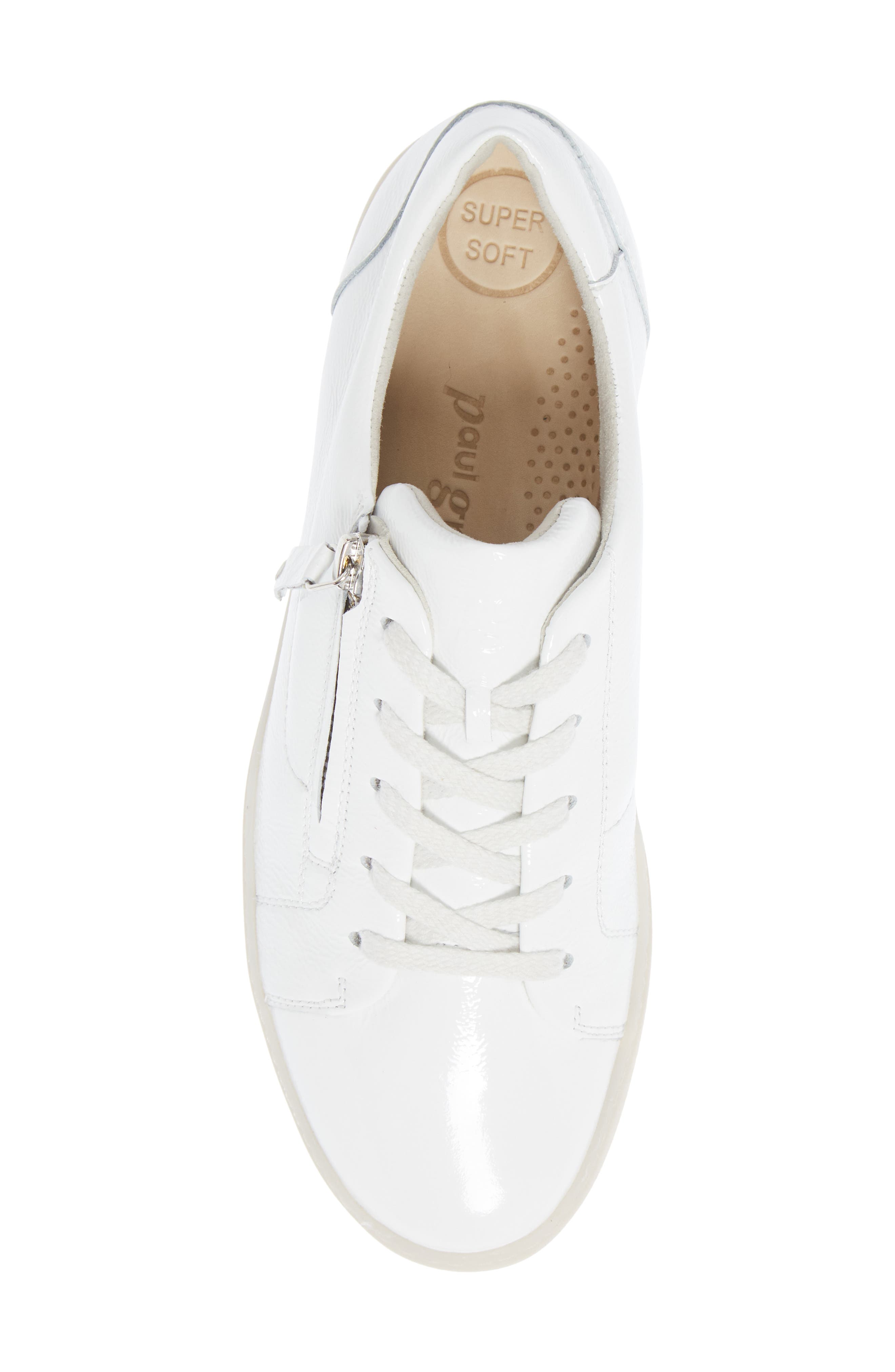 Carla Lace-Up Sneaker, Alternate, color, WHITE CRINKLED PATENT