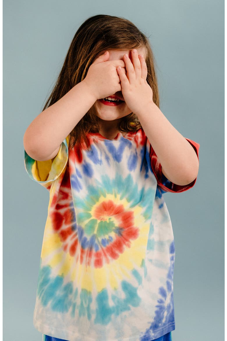 Kids' Tie Dye Cotton T-Shirt, Alternate, color, RAINBOW