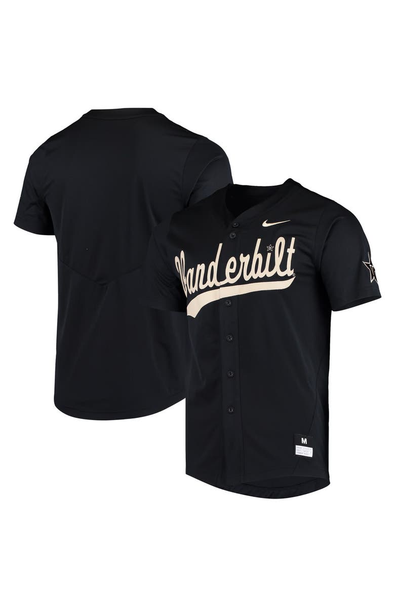 Nike Men's Nike Black Vanderbilt Commodores Vapor Untouchable Elite Replica Full-Button Baseball Jersey, Main, color, Black