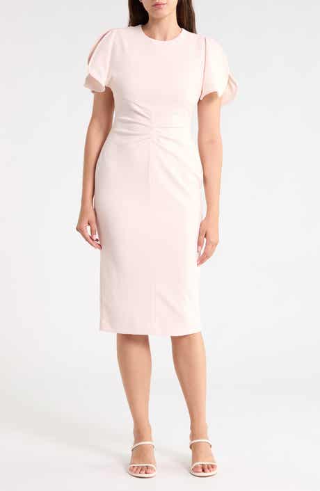 Split Ruched Sleeve Midi Dress
