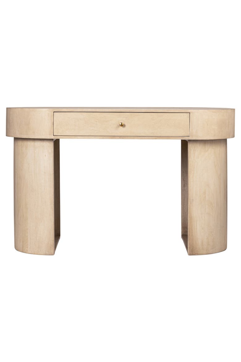 Oval Desk with Drawer, Alternate, color, White