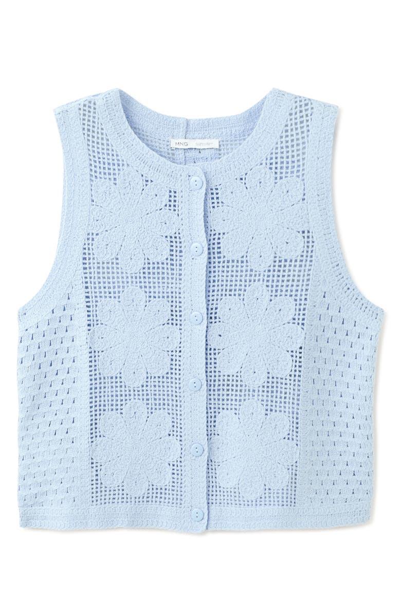 MANGO Openwork Knit Vest, Alternate, color, Sky Blue
