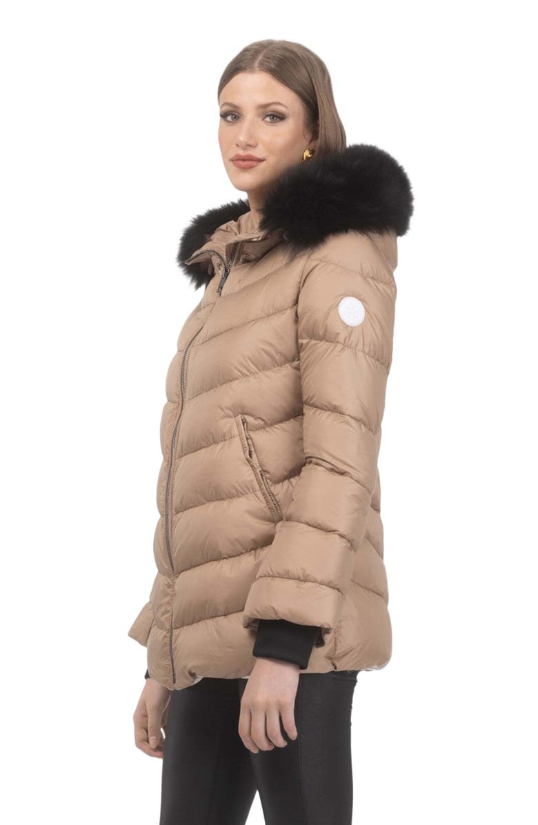 GORSKI Apres-Ski Jacket With Detachable Toscana Hood Trim, Alternate, color, Camel/Black