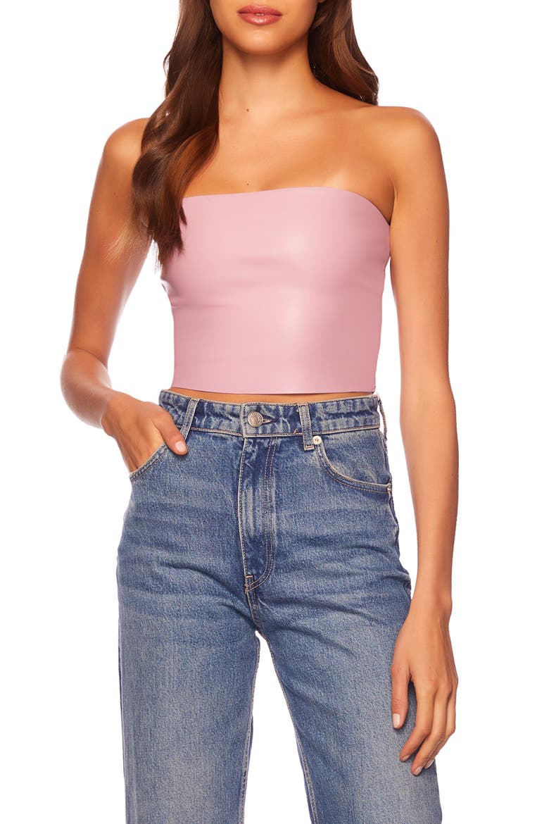 Faux Leather Crop Tube Top, Alternate, color, LIP GLOSS