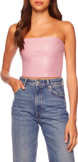 Faux Leather Crop Tube Top