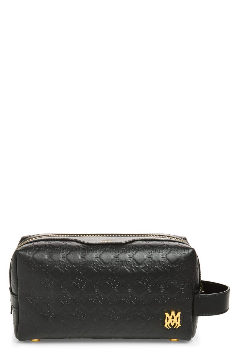 MA Quad Leather Dopp Kit, Main, color, BLACK