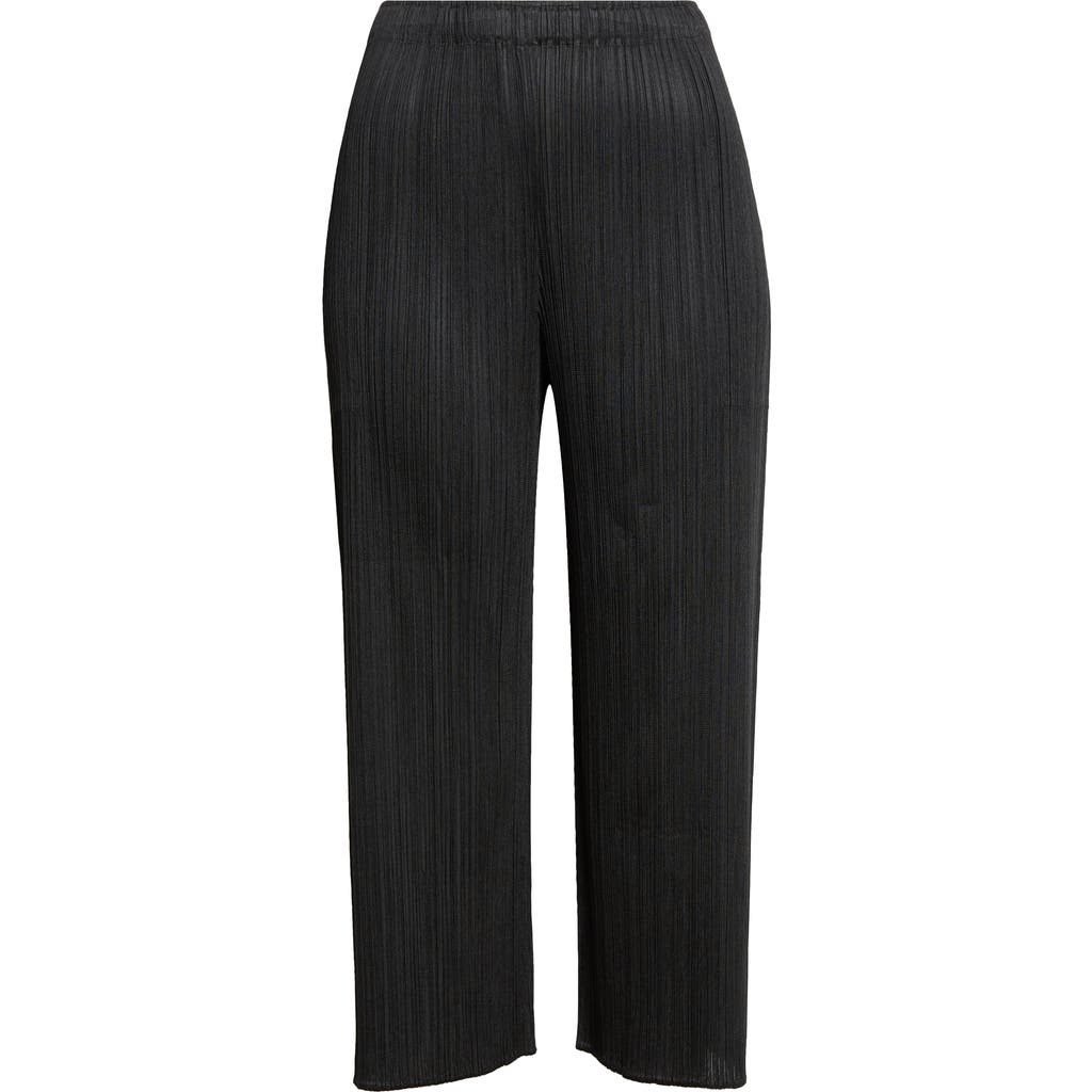 Issey Miyake Pleats Please Monthly Colors August Pleated Crop Pants In Black