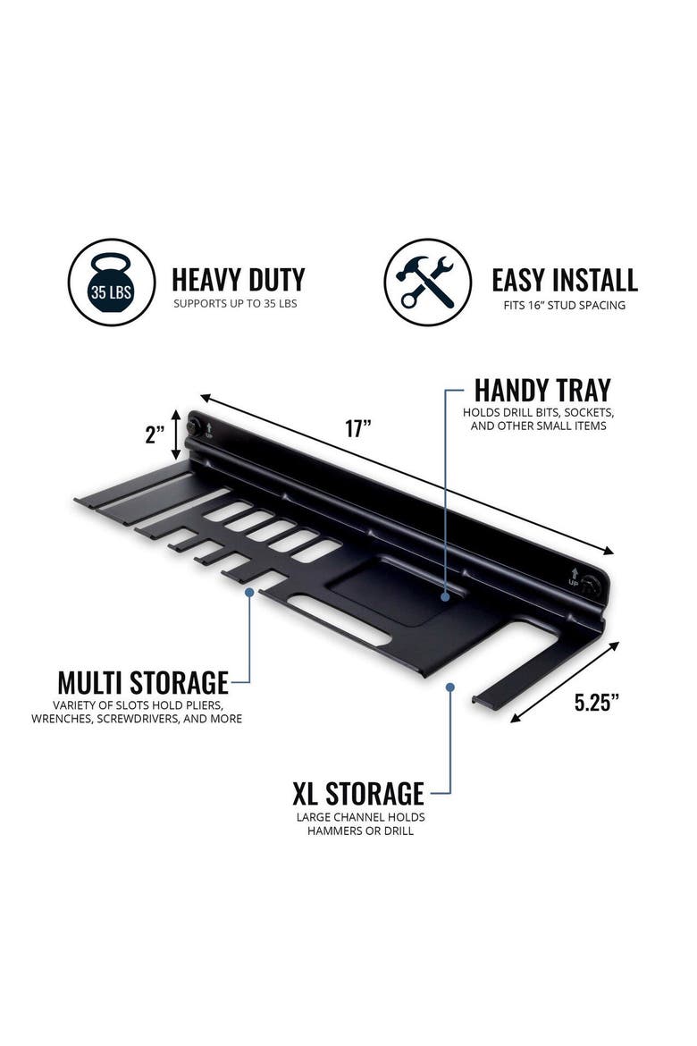 E-Tool Hand Tool Organizer | Holds 35 lbs, Alternate, color, Black