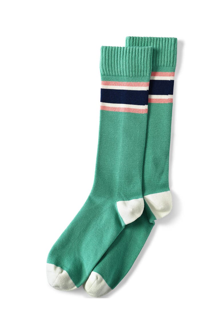 Novelty Crew Socks, Main, color, Frosted Green Rugby Stripe
