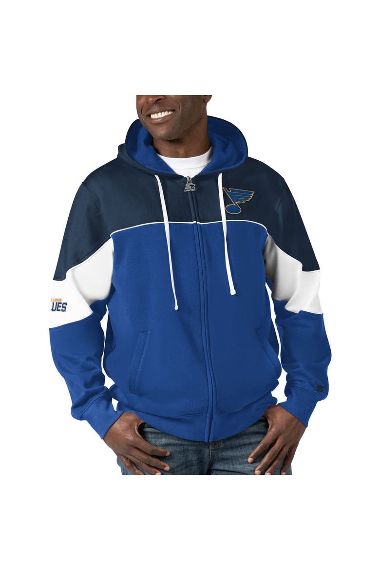 Men's Starter  Blue/Navy St. Louis Blues Power Forward Full-Zip Hoodie, Alternate, color, Blue
