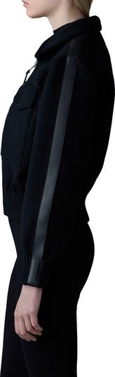 【Mackage】PATTY-HB レザーディテール付き ウールジャケット Patty-HB, short herringbone wool jacket with leather detail