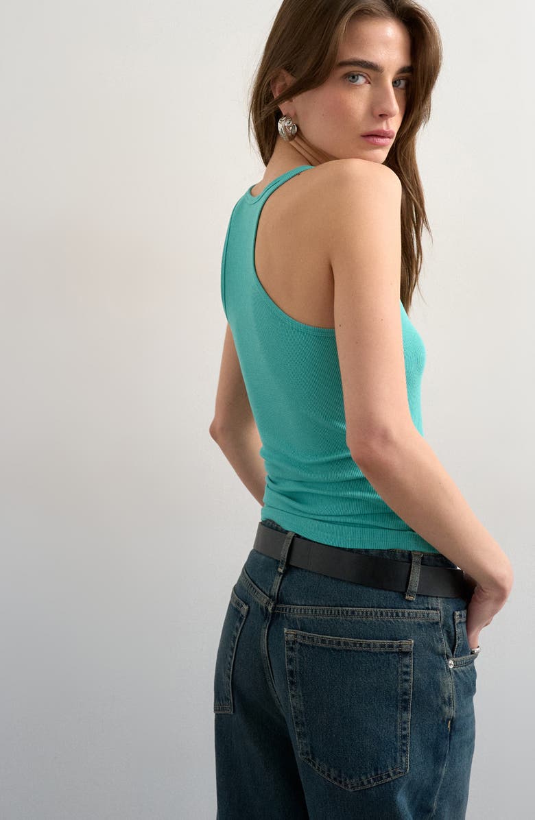 Topshop Rib Racerback Tank, Alternate, color, Mblue