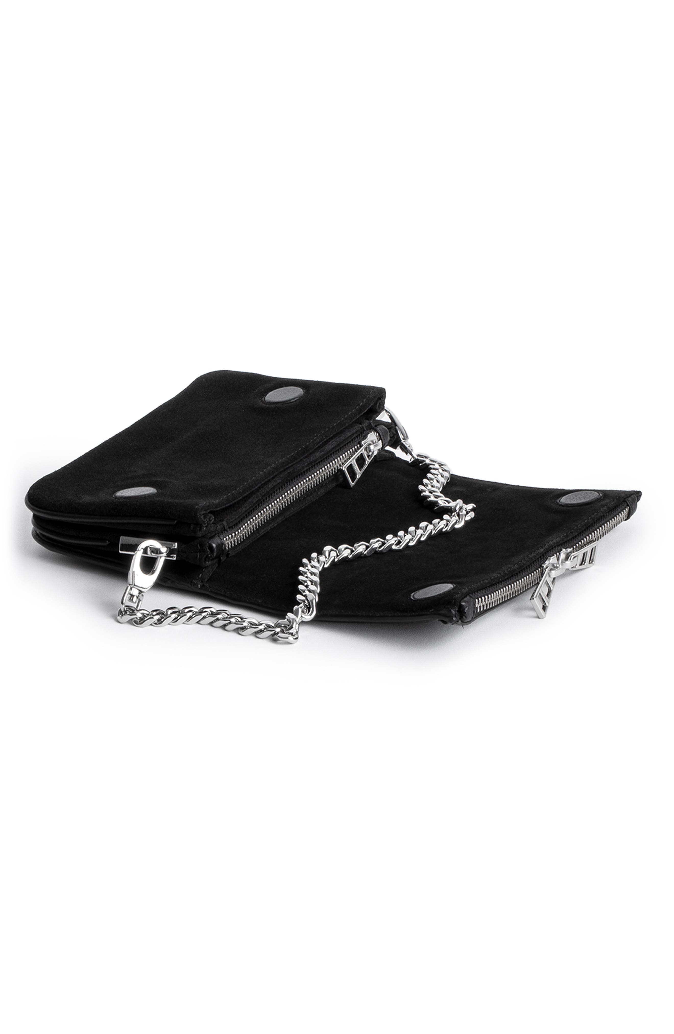 Zadig & Voltaire Nano Rock Suede & Leather Crossbody Bag, Alternate, color, 