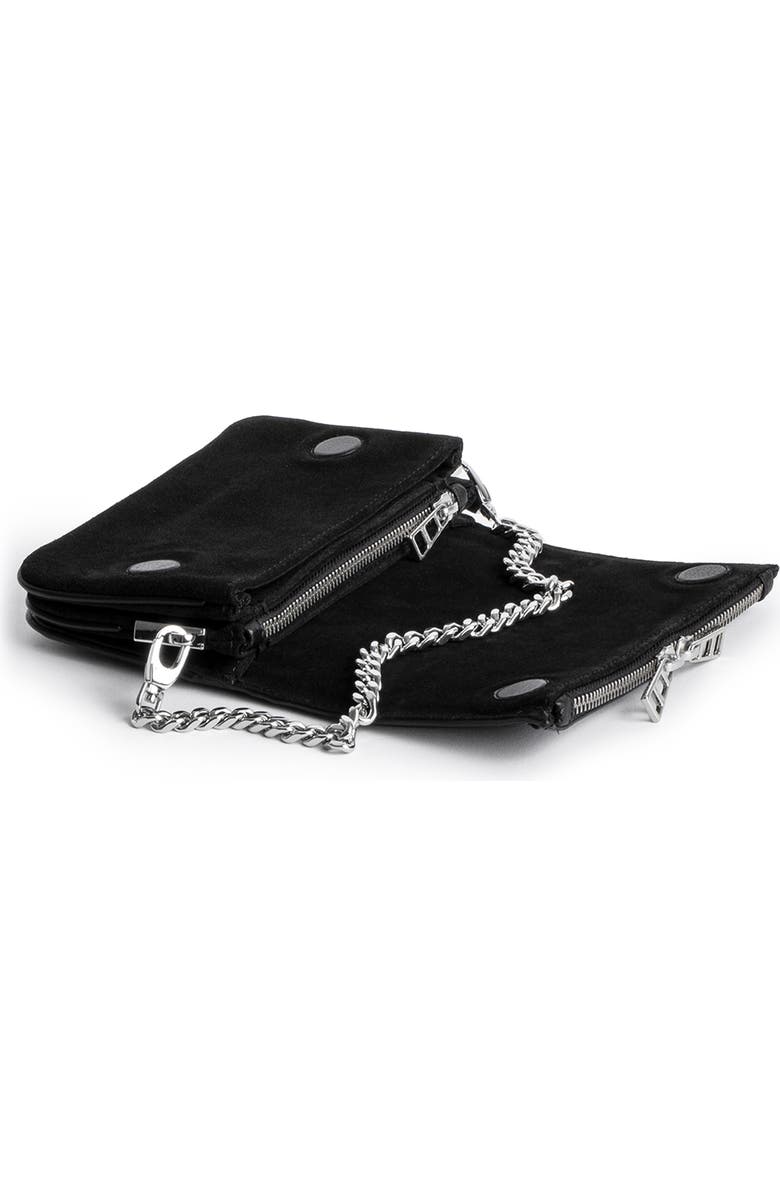 Zadig & Voltaire Nano Rock Suede & Leather Crossbody Bag, Alternate, color,