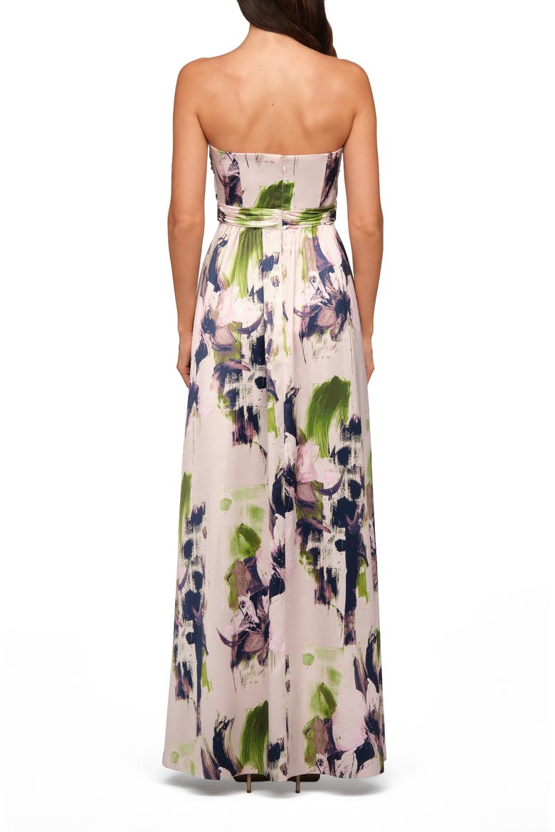 Ida Floral Print Strapless Gown, Alternate, color, CHAMPAGNE MULTI