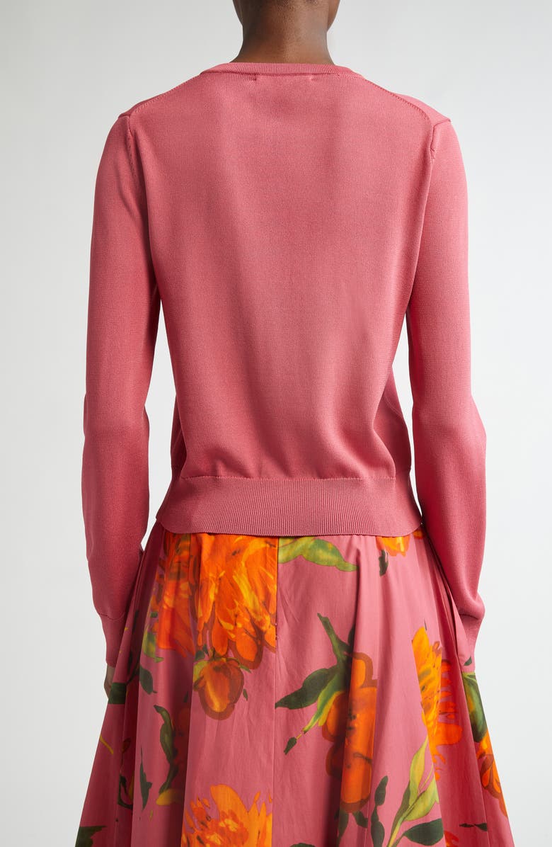 Lela Rose Floral Appliqué Cardigan, Alternate, color, Berry